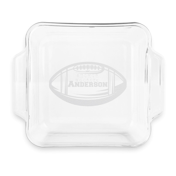 Custom Sports Glass Cake Dish with Truefit Lid - 8in x 8in (Personalized)
