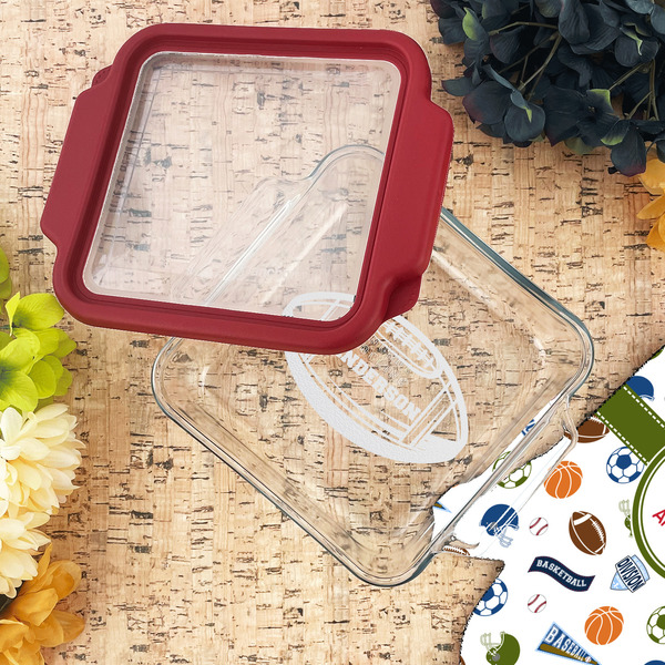Sports Glass Cake Dish - LIFESTYLE (8x8)