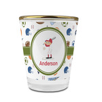 Sports Glass Shot Glass - 1.5 oz - with Gold Rim - Set of 4 (Personalized)