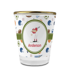 Sports Glass Shot Glass - 1.5 oz - with Gold Rim - Set of 4 (Personalized)