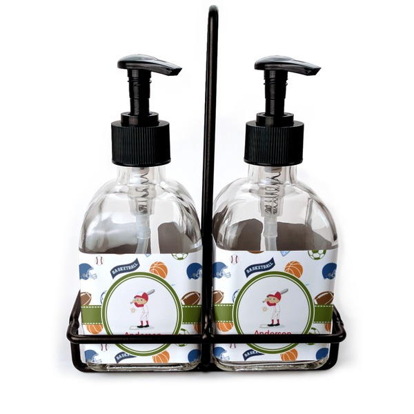 Custom Sports Glass Soap & Lotion Bottle Set (Personalized)