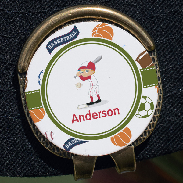 Sports Golf Ball Marker Hat Clip - Gold - Close Up