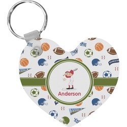 Sports Heart Plastic Keychain w/ Name or Text