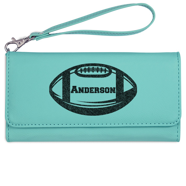 Sports Ladies Wallet - Leather - Teal - Front View