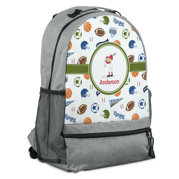 Custom Sports Backpack - Grey (Personalized)