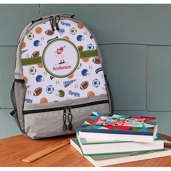 Sports Large Backpack - Gray - On Desk