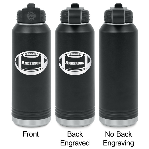 Sports Laser Engraved Water Bottles - 2 Styles - Front & Back View