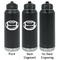 Sports Laser Engraved Water Bottles - 2 Styles - Front & Back View