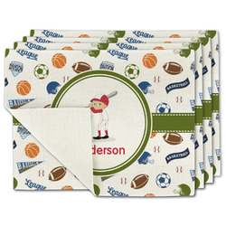 Sports Single-Sided Linen Placemat - Set of 4 w/ Name or Text