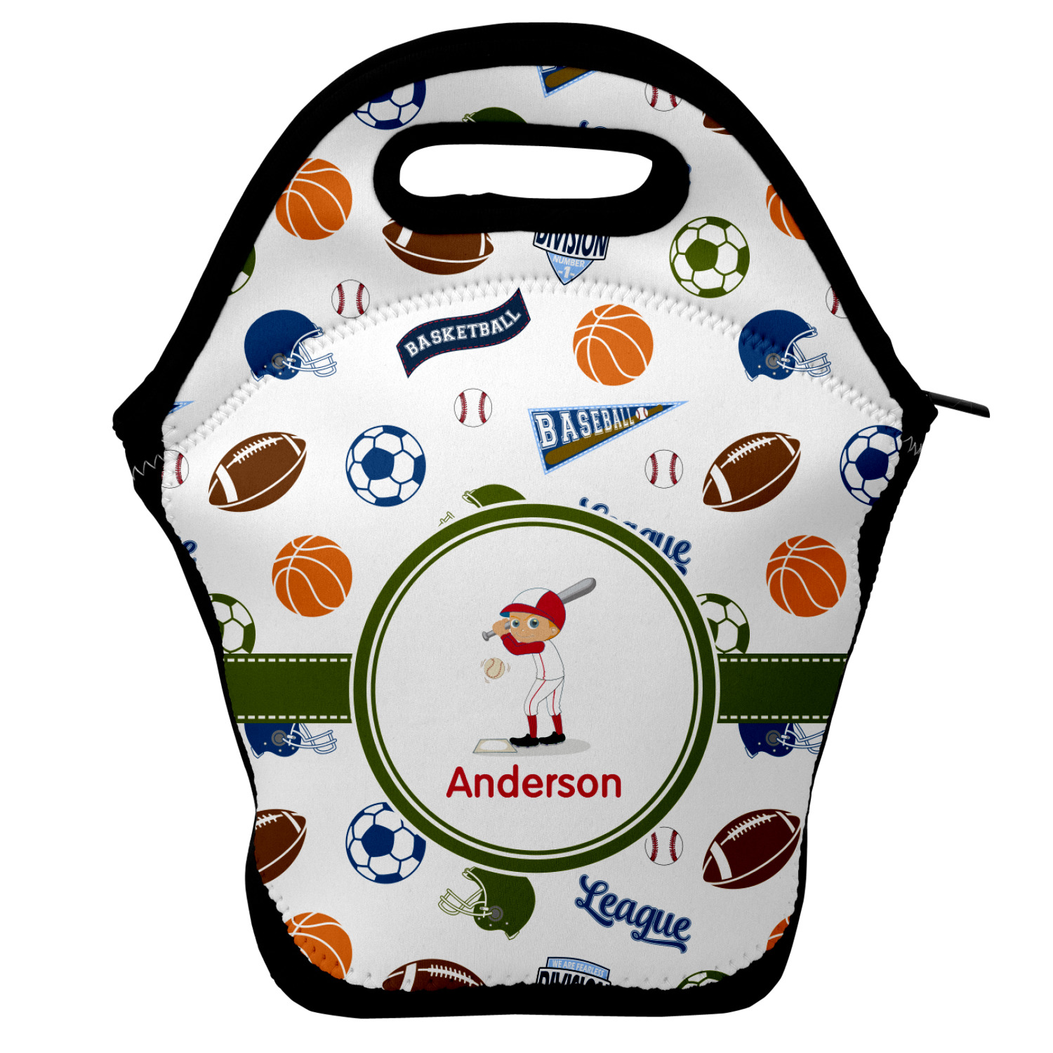 Custom Sports Lunch Bag w/ Name or Text YouCustomizeIt