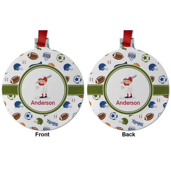 Sports Metal Ball Ornament - Front and Back