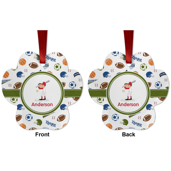 Sports Metal Paw Ornament - Front and Back