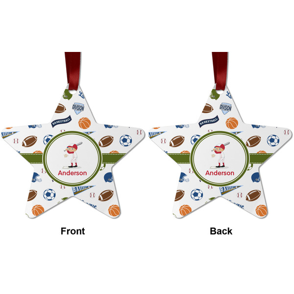 Sports Metal Star Ornament - Front and Back