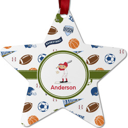 Sports Metal Star Ornament - Double Sided w/ Name or Text