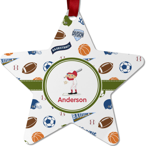 Custom Sports Metal Star Ornament - Double Sided w/ Name or Text