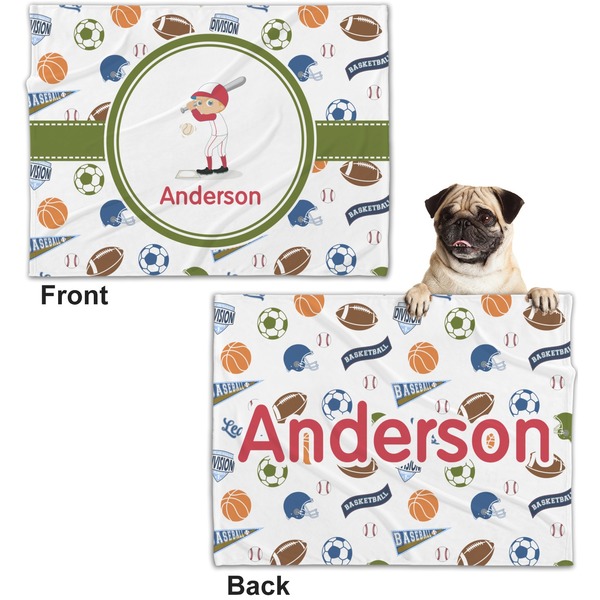 Sports Microfleece Dog Blanket - Regular - Front & Back