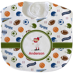 Sports Velour Baby Bib w/ Name or Text