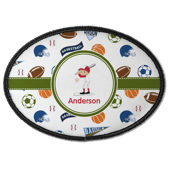 Custom Sports Iron On Oval Patch w/ Name or Text