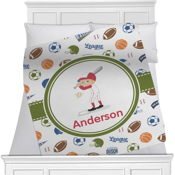 Custom Sports Minky Blanket - Toddler / Throw - 60"x50" - Double Sided (Personalized)