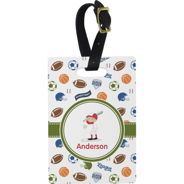 Custom Sports Plastic Luggage Tag - Rectangular w/ Name or Text