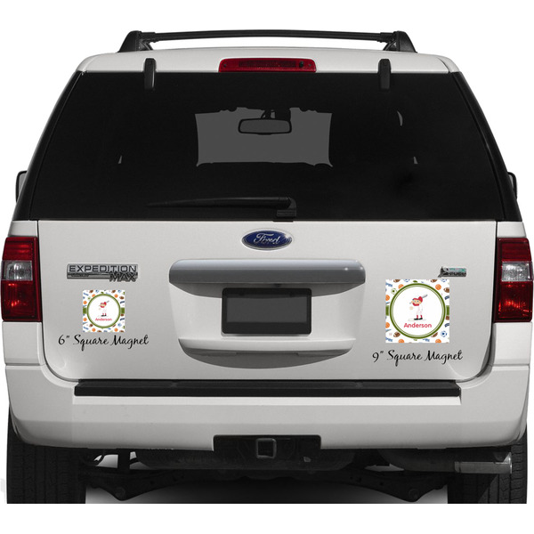 Sports Personalized Square Car Magnets on Ford Explorer
