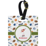 Sports Plastic Luggage Tag - Square w/ Name or Text