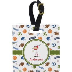 Sports Plastic Luggage Tag - Square w/ Name or Text