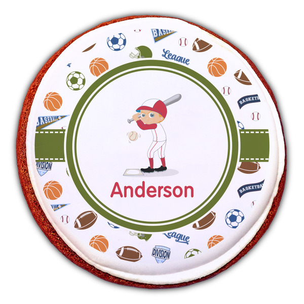 Sports Printed Icing Circle - Large - On Cookie