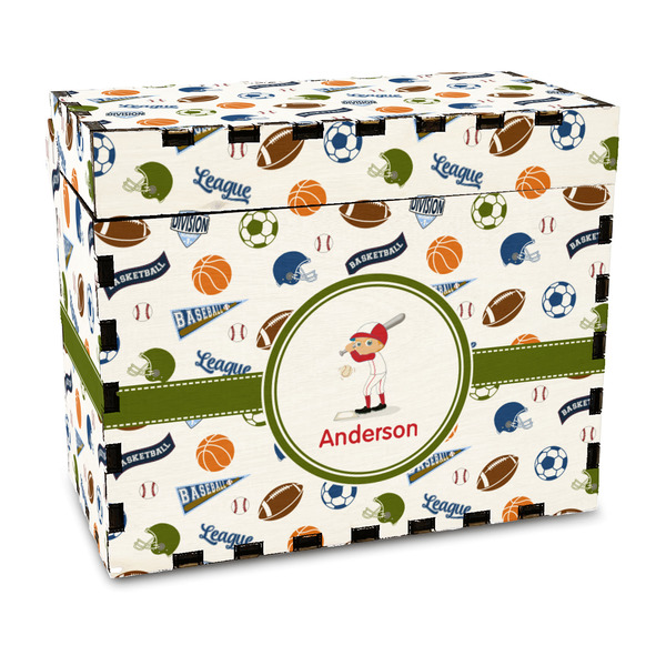 Custom Sports Wood Recipe Box - Full Color Print (Personalized)