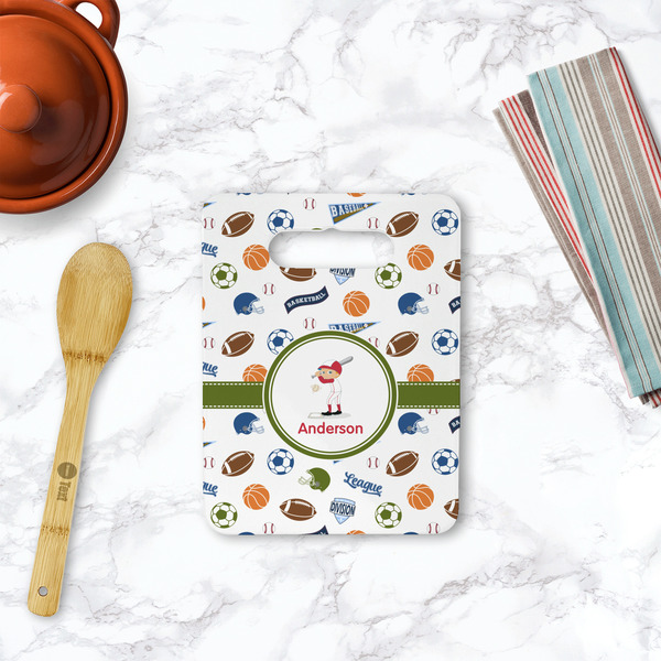 Sports Rectangle Trivet with Handle - LIFESTYLE