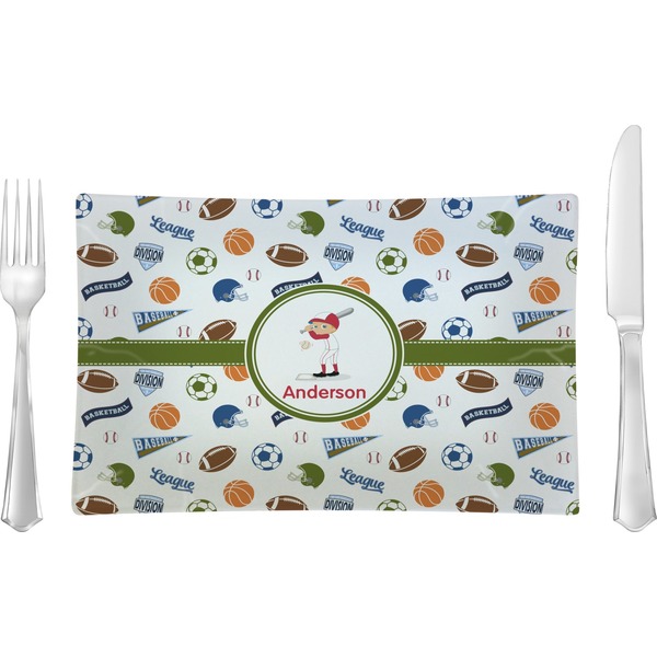 Custom Sports Rectangular Glass Lunch / Dinner Plate - Single or Set (Personalized)