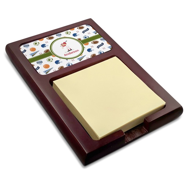 Custom Sports Red Mahogany Sticky Note Holder (Personalized)