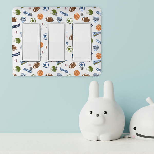 Sports Rocker Light Switch Covers - Triple - IN CONTEXT