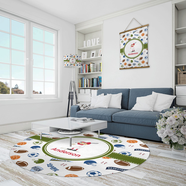 Sports Round Area Rug - IN CONTEXT