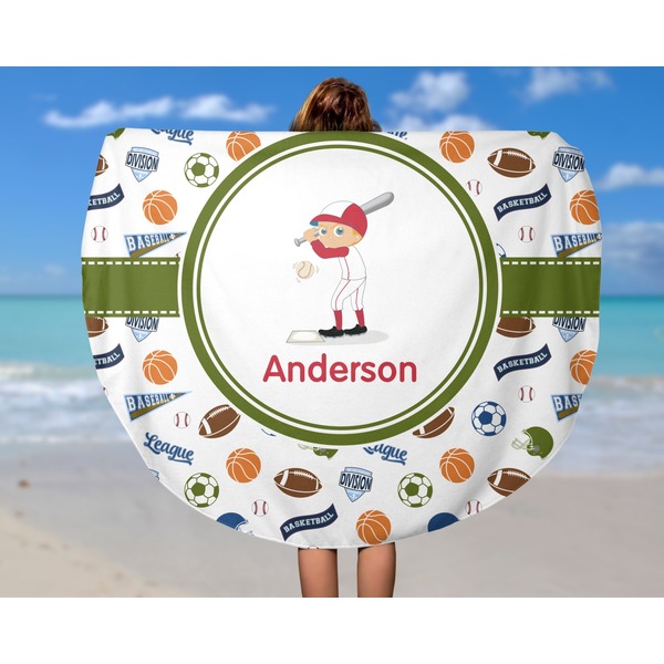 Sports Round Beach Towel - In Use