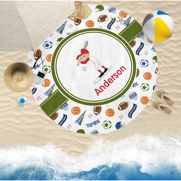 Sports Round Beach Towel Lifestyle
