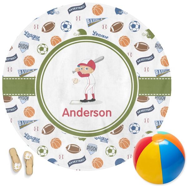 Custom Sports Round Beach Towel (Personalized)