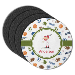 Sports Round Rubber Backed Coasters - Set of 4 (Personalized)