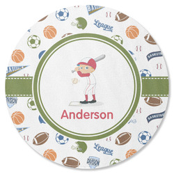 Sports Round Rubber Backed Coaster (Personalized)