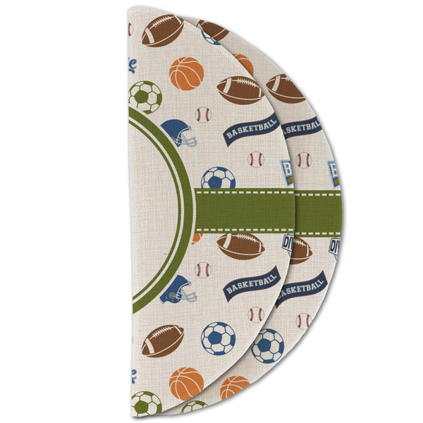 Sports Round Linen Placemats - HALF FOLDED (double sided)