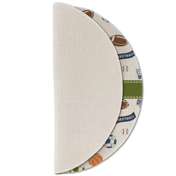 Sports Round Linen Placemats - HALF FOLDED (single sided)