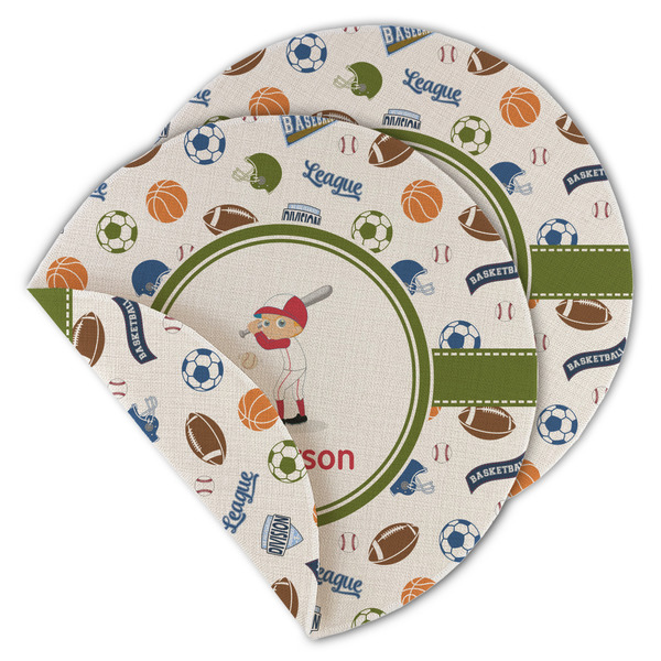 Custom Sports Round Linen Placemat - Double Sided (Personalized)