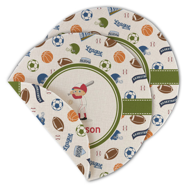 Sports Round Linen Placemats - MAIN (Double-Sided)