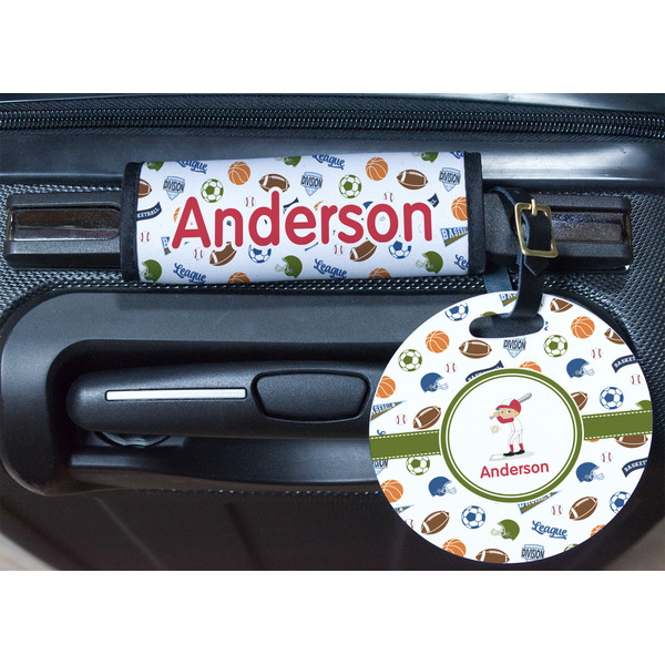 Sports Round Luggage Tag & Handle Wrap - In Context