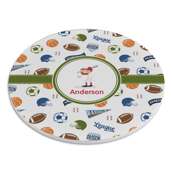 Sports Round Stone Trivet - Angle View