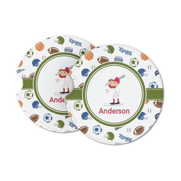 Custom Sports Sandstone Car Coasters - Set of 2 (Personalized)