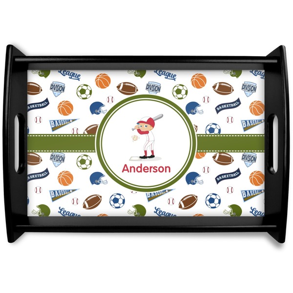 Custom Sports Black Wooden Tray - Small (Personalized)