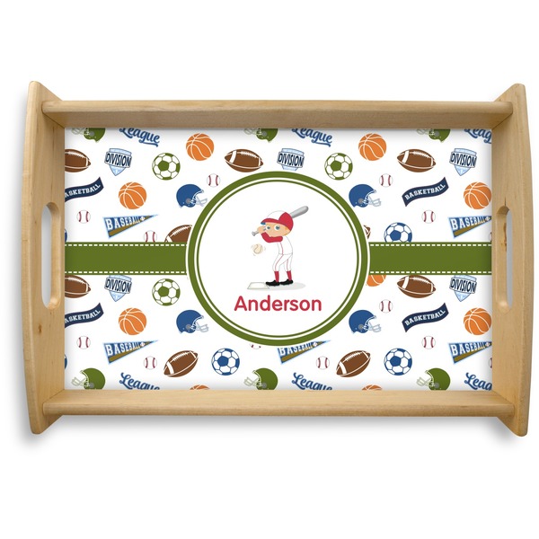 Custom Sports Natural Wooden Tray - Small (Personalized)