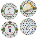 Sports Set of 4 Glass Appetizer / Dessert Plate 8" (Personalized)
