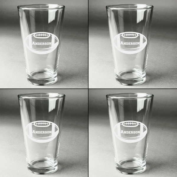 Sports Set of Four Engraved Beer Glasses - Individual View